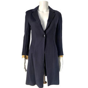 Iisli Wool Evening Sweater Coat Navy Blue with Gold Glitter Cuffs Small US-4